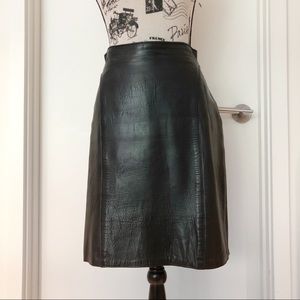 Black leather pencil skirt